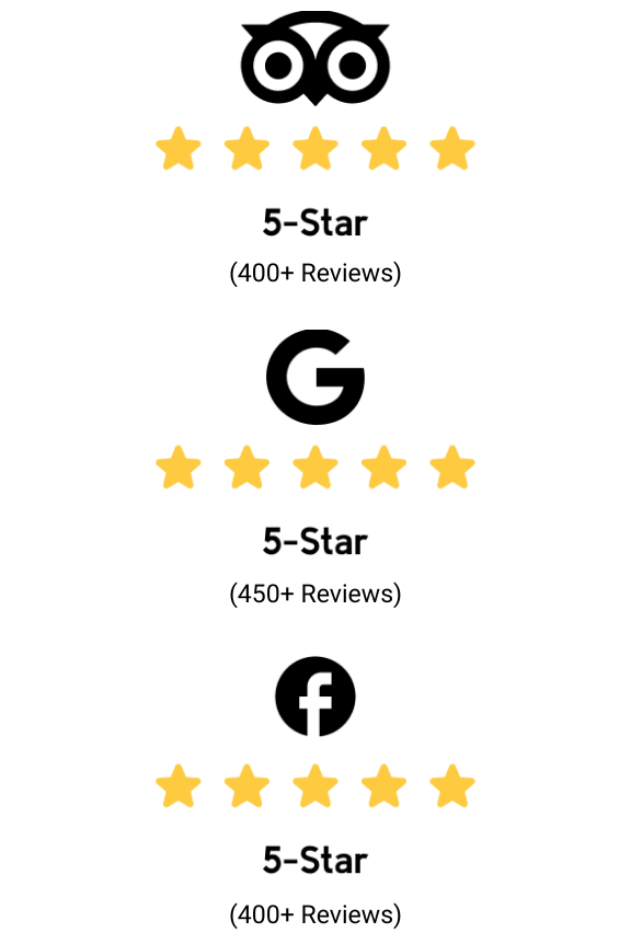 Tripadvisor, Google, and Facebook review counts